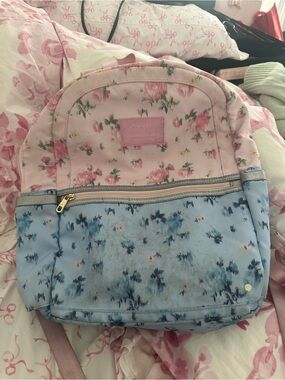 STATE Pink and Blue Floral Canvas Backpack LoveShackFancy collaboration